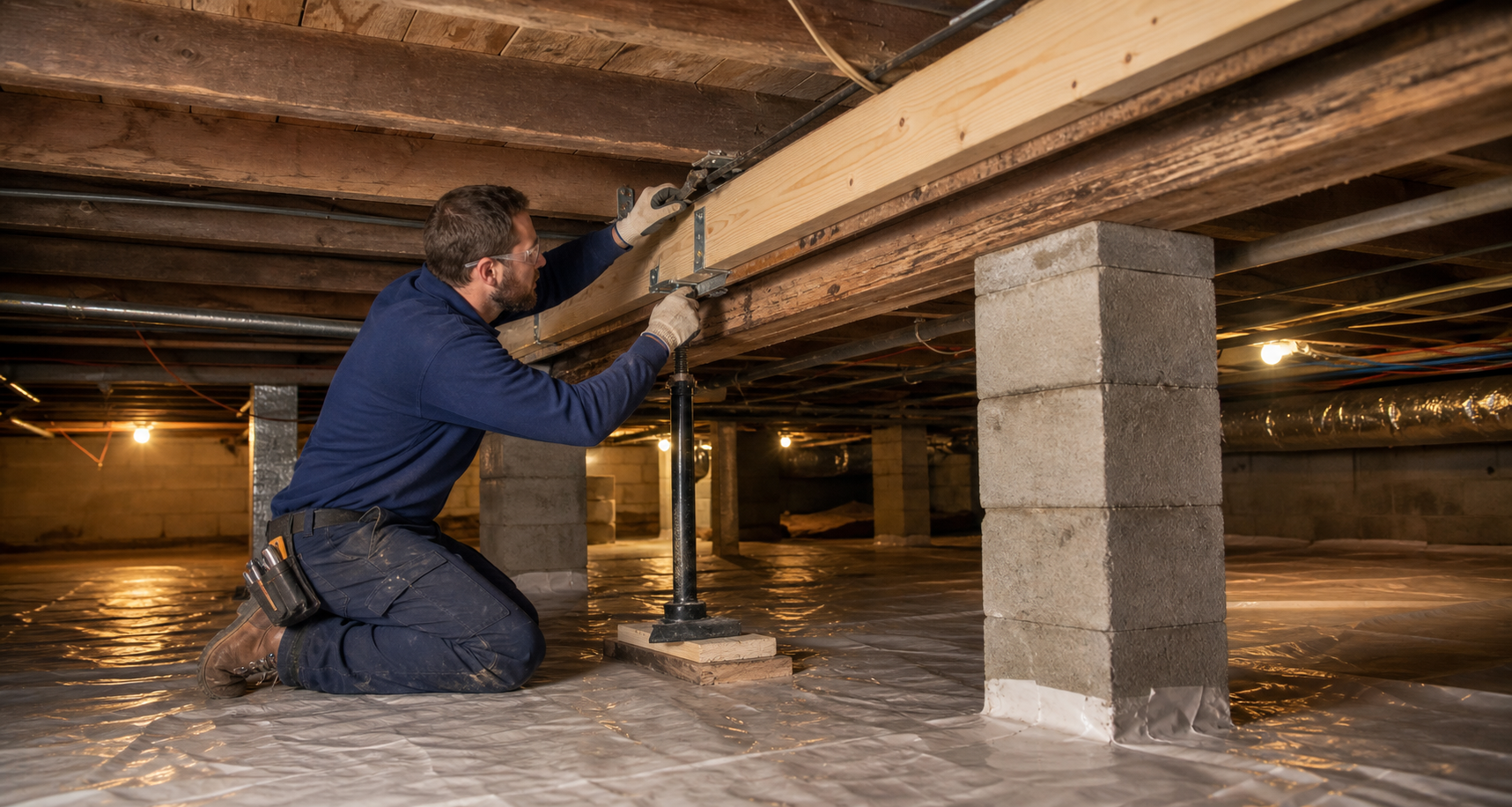 Illustrative Louisville crawl space floor joist repair condition
